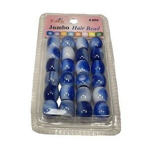 NEW eden 24 count jumbo hair bead accessories braids BR6 BLUE WHITE
